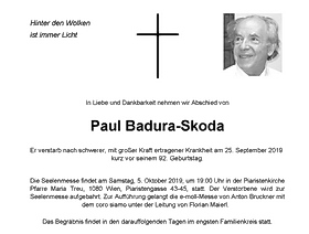Paul Badura-Skoda verstarb am 25. September 2019